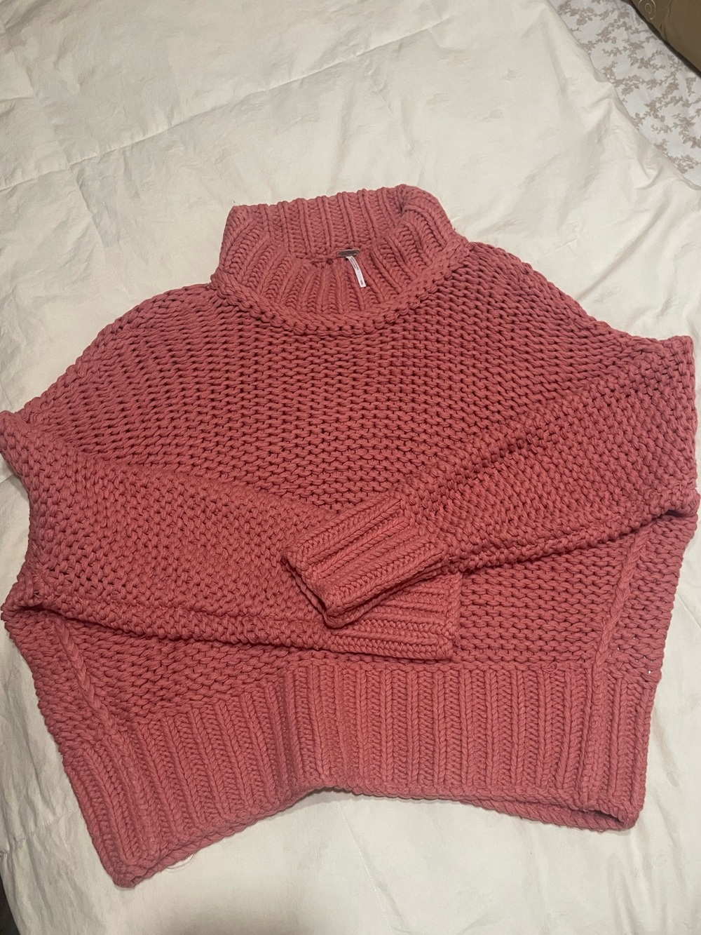 Free People Chunky Turtleneck Sweater in Dusty Rose Size s oversized